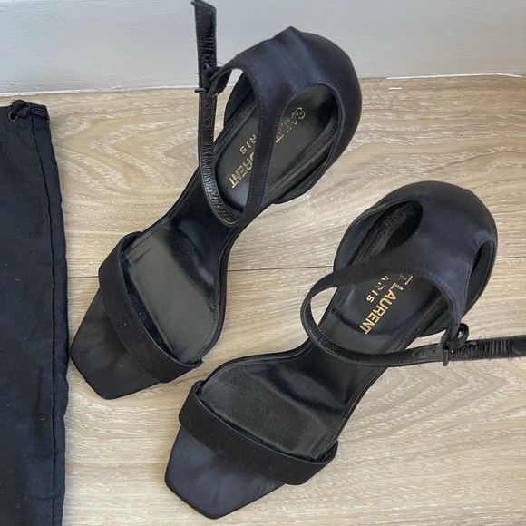 Saint Laurent Black Satin Heels - Picture 3 of 10